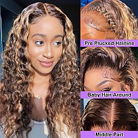 Highlight Lace Front Wig Human Hair Loose Deep Wave 180 Density 13X4 Hd Transparent Full Lace Frontal Wigs For Women Ombre Hone