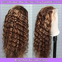 Highlight Lace Front Wig Human Hair Loose Deep Wave 180 Density 13X4 Hd Transparent Full Lace Frontal Wigs For Women Ombre Hone