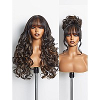 Gorgius Highlight Wigs With Bang Body Wave Wig Long Natural Highlights Glueless Wavy Wig Crafted With Stylearchive Technology