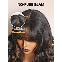 Gorgius Highlight Wigs With Bang Body Wave Wig Long Natural Highlights Glueless Wavy Wig Crafted With Stylearchive Technology