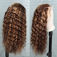 Highlight Lace Front Wig Human Hair Loose Deep Wave 180 Density 13X4 Hd Transparent Full Lace Frontal Wigs For Women Ombre Hone