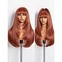 Gorgius Straight Layered Wigs With Bangs Glueless Ginger Orange Wig 22 Inch Put On Go Wigs Crafted With Stylearchive Technology