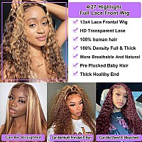 Highlight Lace Front Wig Human Hair Loose Deep Wave 180 Density 13X4 Hd Transparent Full Lace Frontal Wigs For Women Ombre Hone