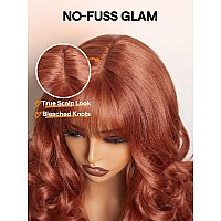 Gorgius Orange Brown Wigs With Bang Body Wave Wigs Long Natural Look Glueless Wavy Wig Crafted With Stylearchive Technology Pr