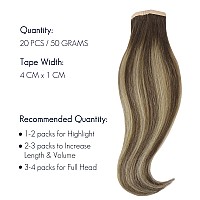 Hotbanana Tape In Hair Extensions 12 Inch Tape In Hair Extensions Human Hair 20Pcs 40G Chocolate Brown With Honey Blonde Tape H