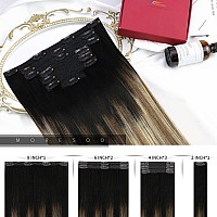 Moresoo Clip In Hair Extensions Human Hair Balayage Natural Black To Medium Brown With Golden Blonde Remy Clip In Human Hair Ext