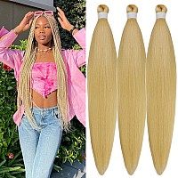 Gozill Blonde Kanekalon Braiding Hair Pre Stretched 26 Inch Hypoallergenic Synthetic Braiding Hair For Knotless Box Braids 26In