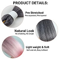 Gozill Pink Kanekalon Braiding Hair Pre Stretched 26 Inch Ombre Hypoallergenic Synthetic Braiding Hair For Knotless Box Braids