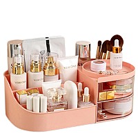 Pofuot Skin Care Organizermakeup Desk Organizer With Drawerscountertop Organizer For Cosmeticsvanity Brush With Holder For Li