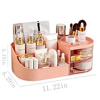 Pofuot Skin Care Organizermakeup Desk Organizer With Drawerscountertop Organizer For Cosmeticsvanity Brush With Holder For Li