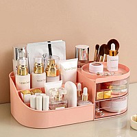 Pofuot Skin Care Organizermakeup Desk Organizer With Drawerscountertop Organizer For Cosmeticsvanity Brush With Holder For Li