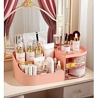 Pofuot Skin Care Organizermakeup Desk Organizer With Drawerscountertop Organizer For Cosmeticsvanity Brush With Holder For Li