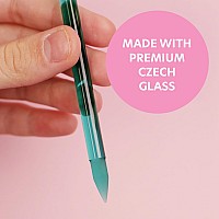 Bona Fide Beauty Glass Cuticle Pusher 1Pc Green Manicure Stick With Case Dualended Cuticle Remover