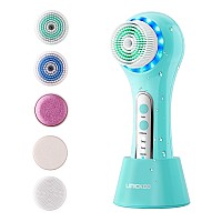 Umickoo Face Scrubber Exfoliatorfacial Cleansing Brush Rechargeable Ipx7 Waterproof With 5 Brush Headselectric Face Spin Brush