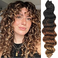 18 Inch Ocean Wave Crochet Hair T1 30 27 7 Packs Deep Wave Crochet Braids 126 Strands Brown Blonde Ombre Wavy Curly Braiding Hai