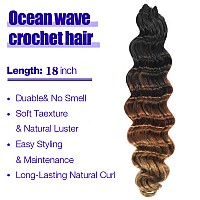 18 Inch Ocean Wave Crochet Hair T1 30 27 7 Packs Deep Wave Crochet Braids 126 Strands Brown Blonde Ombre Wavy Curly Braiding Hai