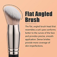 Teoyall Flat Angled Brushes Flawless Foundation Brush Under Eye Concealer Brush Bronzer Brush With Liquid Cream Powder