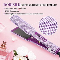 Dorisilk Rhinestone Flat Iron Hair Straightener And Curler 2 In 1 Titanium Hair Straightner 480F Salon Professional Hair Iron