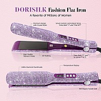 Dorisilk Rhinestone Flat Iron Hair Straightener And Curler 2 In 1 Titanium Hair Straightner 480F Salon Professional Hair Iron