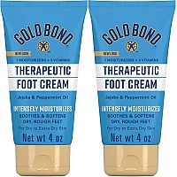 Gold Bond Therapeutic Foot Cream 4 Oz Pack Of 2 With Jojoba Peppermint Oil Foot Moisturizer