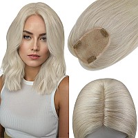 Full Shine Hair Extensions Topper Hair Piece For Women 3 5Inch Clip In Hair Extensions Human Hair Color 60 Blonde Toppee Silk