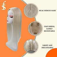 Full Shine Hair Extensions Topper Hair Piece For Women 3 5Inch Clip In Hair Extensions Human Hair Color 60 Blonde Toppee Silk