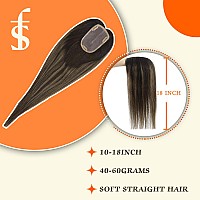 Full Shine Clip In Toppee Silk Human Hair Topper For Women Topper 3 5Inch Balayage Color Black With Blonde 12 Inch Hidden Crow