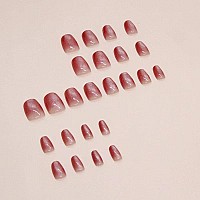 Magrace Press On Nails Short Nude Fake Nails French Tips Full Cover Short Round False Nails With Designs 24 Pcs Stick On Nails F