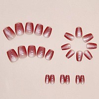 Magrace Press On Nails Short Nude Fake Nails French Tips Full Cover Short Round False Nails With Designs 24 Pcs Stick On Nails F