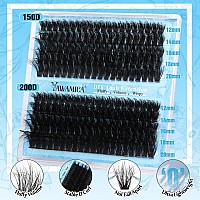 Yawamica Lash Extension Kit Fluffy 150D200D Lash Clusters Eyelash Extension Kit 1220Mm Individual Lashes With Lash Bond Lash