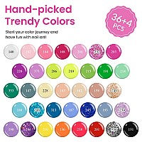 Vanreesa 36 Colors Gel Nail Polish Set 40 Pcs Gel Polish Kit Base Coat Glossy Matte Top Coat Nail Polish Set Pink Nude Blue Gr