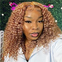 Omswet 5X5 Hd Lace Closure Deep Wave Bob Wig Human Hair Light Brown Wig Glueless Wigs Human Hair Pre Plucked Pre Cut Curly Wigs