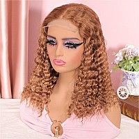 Omswet 5X5 Hd Lace Closure Deep Wave Bob Wig Human Hair Light Brown Wig Glueless Wigs Human Hair Pre Plucked Pre Cut Curly Wigs