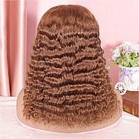 Omswet 5X5 Hd Lace Closure Deep Wave Bob Wig Human Hair Light Brown Wig Glueless Wigs Human Hair Pre Plucked Pre Cut Curly Wigs