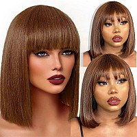 Sakalaka Ombre Brown Bob Wig Human Hair With Bangs Highlight Brown Short Black Bob Wigs For Women Human Hair Brazilian Virgin Br