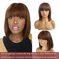 Sakalaka Ombre Brown Bob Wig Human Hair With Bangs Highlight Brown Short Black Bob Wigs For Women Human Hair Brazilian Virgin Br