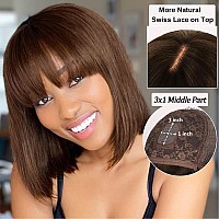 Sakalaka Ombre Brown Bob Wig Human Hair With Bangs Highlight Brown Short Black Bob Wigs For Women Human Hair Brazilian Virgin Br