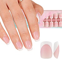 Misssix French Gel Nail Tips 150Pcs French Tip Press On Nails Short Square Pink No Need To File 3 In 1 Tips Prelasting Fake