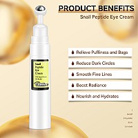 Snail Peptide Eye Serum And Under Eye Roller Cream For Dark Circles And Puffiness Niacinamide And Snail Mucin Eye Cream With 36