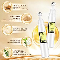 Snail Peptide Eye Serum And Under Eye Roller Cream For Dark Circles And Puffiness Niacinamide And Snail Mucin Eye Cream With 36