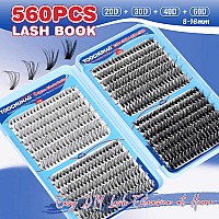 Toochunag 560Pcs Wispy Lash Clusters Natural Individual Lashes Cluster Eyelash Extensions 816Mm Fluffy Eyelash Clusters D Curl