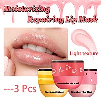 3 Pcs Bee Lip Balm Honey Pot Honey Strawberry Watermelon Lip Mask Overnight Propolis Moisturizing Lip Balm Hydrating Preven