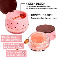 3 Pcs Bee Lip Balm Honey Pot Honey Strawberry Watermelon Lip Mask Overnight Propolis Moisturizing Lip Balm Hydrating Preven