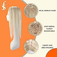 Full Shine Topper Hairpiece Extension Human Hair Silk Base Toupee 3 5Inch Hair Topper Color 18613 Blonde Highlight Clip In To