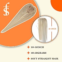 Full Shine Topper Hairpiece Extension Human Hair Silk Base Toupee 3 5Inch Hair Topper Color 18613 Blonde Highlight Clip In To