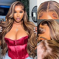 Jfoohd Honey Blonde Ombre Lace Front Wig Human Hair Pre Plucked 13X6 Hd Transparent 427 Highlight Lace Frontal Wigs With Baby H