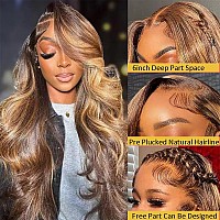 Jfoohd Honey Blonde Ombre Lace Front Wig Human Hair Pre Plucked 13X6 Hd Transparent 427 Highlight Lace Frontal Wigs With Baby H