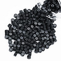 Vlasy 200Pcs 4Mm Silicone Lined Micro Ring Beads For Hair Extensions 5Colors Apply 200Pcs Black