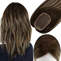 Full Shine Real Human Hair Topper Hair Piece Extensions For Women 16Inch Clip In Hair Invisible Hair Clip In Toupee Color Brown