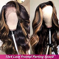 Haha Brown Highlight Ombre Lace Front Wig Human Hair Body Wave Frontal Wig 13X4 Highlight Brown Lace Front Wig Pre Plucked For W